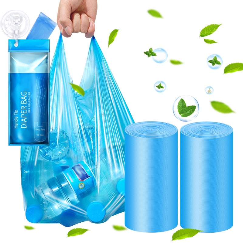 Dergik Large Adult Diaper Disposal Bags (18â€™â€™x23â€™â€™),96 Pcs, Fresh Scented, Elderly Waste Disposal, Baby Diapers Trash Bags, Sanitary Product Disposal at Home and Travel, Blue - Image 1