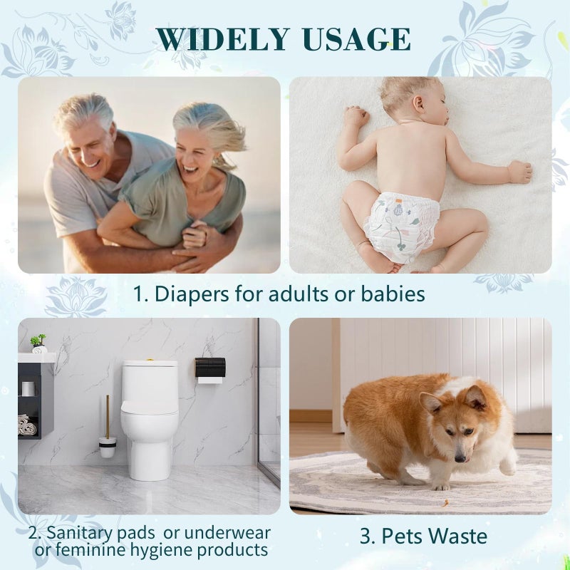 Dergik Large Adult Diaper Disposal Bags (18â€™â€™x23â€™â€™),96 Pcs, Fresh Scented, Elderly Waste Disposal, Baby Diapers Trash Bags, Sanitary Product Disposal at Home and Travel, Blue - Image 5