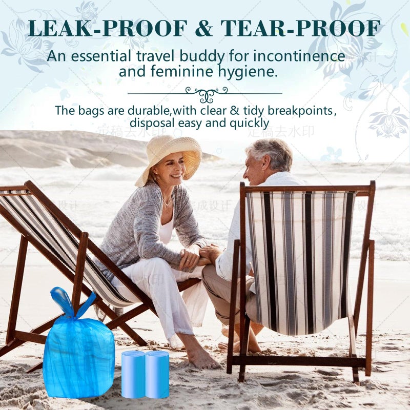 Dergik Large Adult Diaper Disposal Bags (18â€™â€™x23â€™â€™),96 Pcs, Fresh Scented, Elderly Waste Disposal, Baby Diapers Trash Bags, Sanitary Product Disposal at Home and Travel, Blue - Image 2
