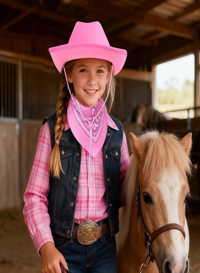 Babelshar Toddler Cowboy Hat & Bandana, Felt Cowboy Hats for 3-8, Western Cowgirl Halloween Costume for Kids, Boy and Girl - Image 3