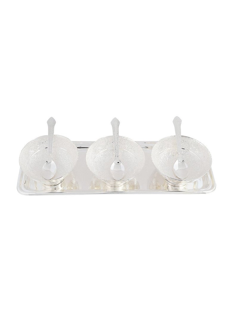 AC ANAND CRAFTS AC ANAND CRAFTS Silver Plated Brass Bowl Set with Spoon and Tray for Best for Gifting Anniversory Return Gift Diwali New Year Christmas  - Image 2