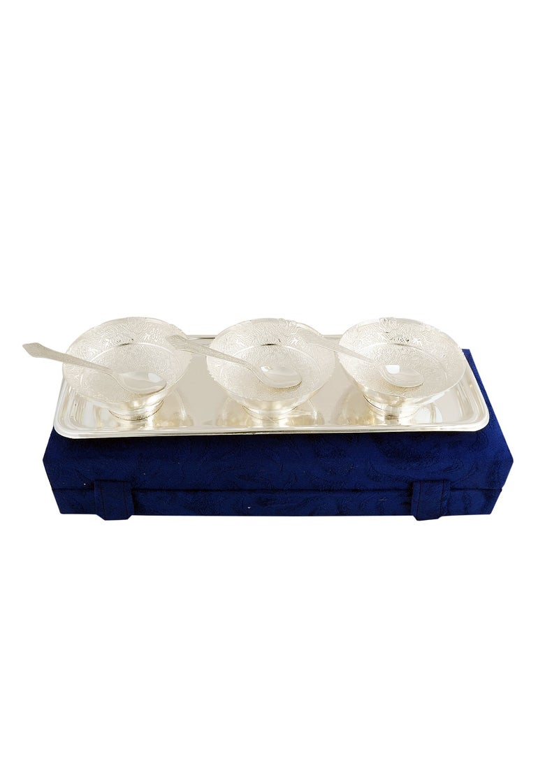 AC ANAND CRAFTS AC ANAND CRAFTS Silver Plated Brass Bowl Set with Spoon and Tray for Best for Gifting Anniversory Return Gift Diwali New Year Christmas  - Image 4