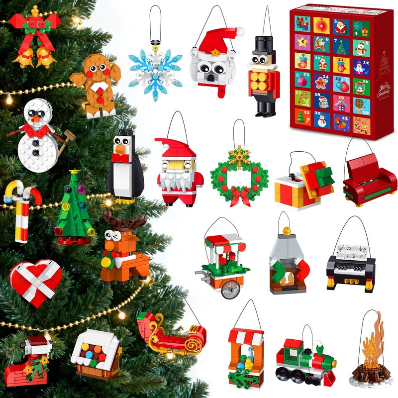 HOGOKIDS 2025 Advent Calendar Christmas Ornaments Building Set 24 Days Countdown Hanging Christmas Tree Decor Wreath Santa Snowman Xmas Gift Stocking Stuffer Building Toys for Kids Boys Girls Ages 6 - Image 3