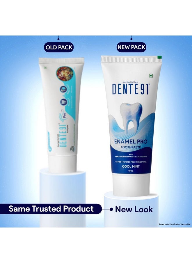 DENTE91 - Cool Mint Toothpaste| Sensitivity Relief | Repairs Cavities | Fights Gum Disease | Reduces Bad Breath | Strengthens Enamel | Sls Free | Fluoride Free | Paraben Free, Pack Of 1, 100G - Image 1