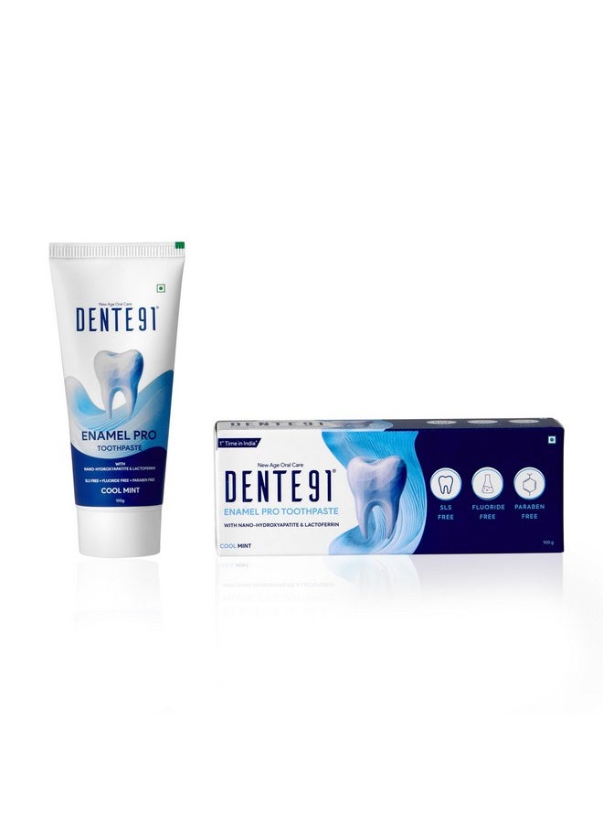 DENTE91 - Cool Mint Toothpaste| Sensitivity Relief | Repairs Cavities | Fights Gum Disease | Reduces Bad Breath | Strengthens Enamel | Sls Free | Fluoride Free | Paraben Free, Pack Of 1, 100G - Image 1