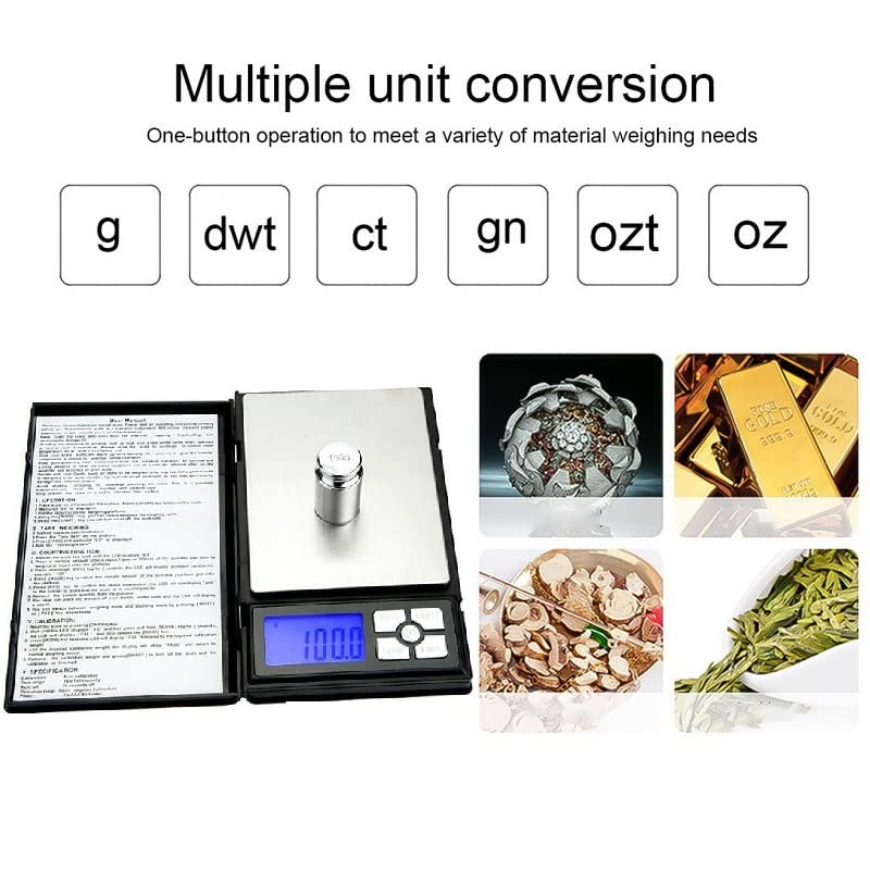 Dayish Digital Pocket Weighing Scale | Notebook Electronic Weight Scale Jewelry/Gold/Jewellery/Diamond Digital Weight Machine (0.1 g to 600 g, Black) - Image 4