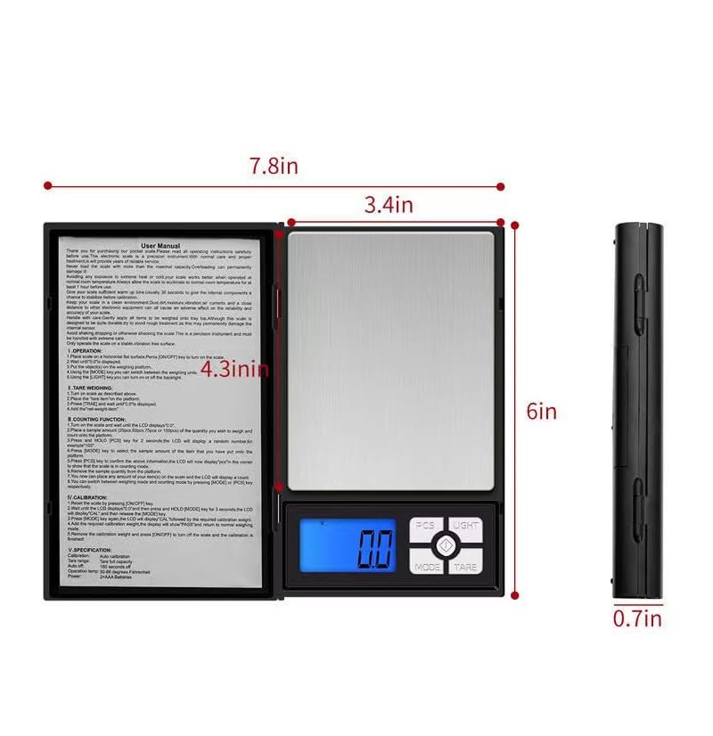 Dayish Digital Pocket Weighing Scale | Notebook Electronic Weight Scale Jewelry/Gold/Jewellery/Diamond Digital Weight Machine (0.1 g to 600 g, Black) - Image 3