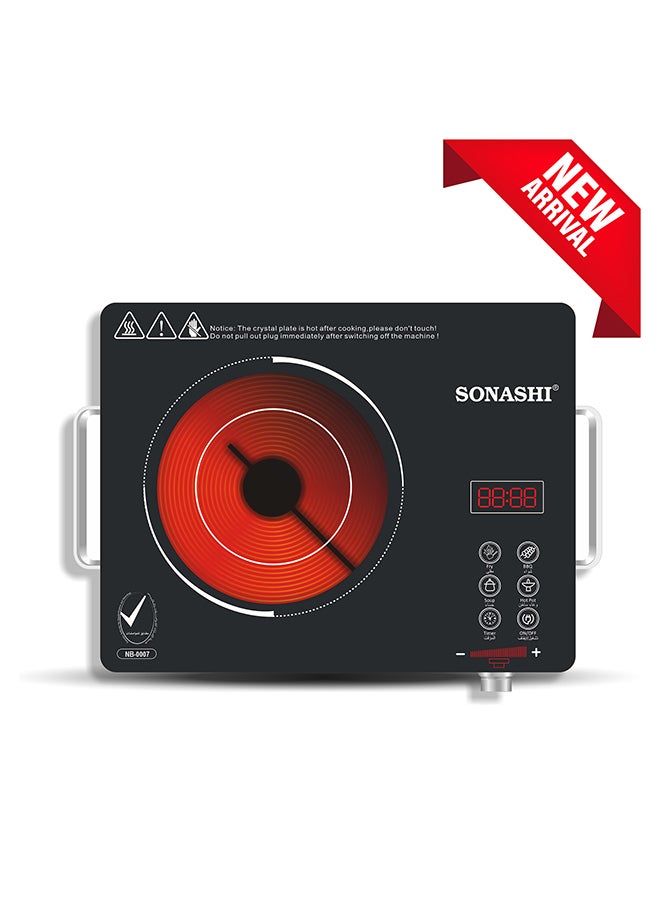 SONASHI Infrared Ceramic Cooker with Strong Anti-Pressure Crystallite Glass Plate | Safe Use with No Radiation | Sleek Design with Cool Touch Handle 2000 W SIS-016N Black - Image 1