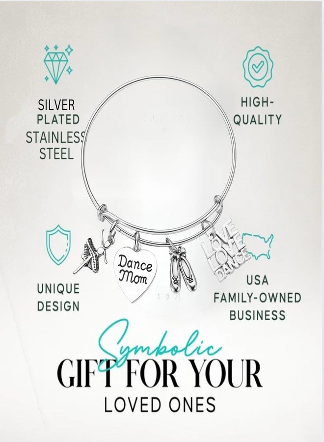 إنفينيتي كوليكشن سوار إنفينيتي كوليكشن للأمهات الراقصات - سوار فضي قابل للتعديل مزين بتعليقات راقصة - هدية للأمهات الراقصات مع حقيبة هدايا - Image 2
