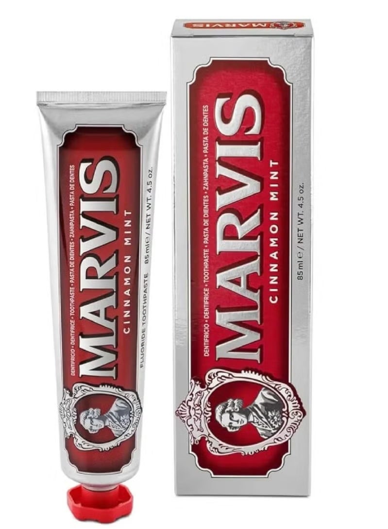 Marvis Cinnamon Mint Toothpaste, 85 ml – Exotic Cinnamon & Mint Flavor for Brightening, Cleaning Teeth and Fresh Breath
