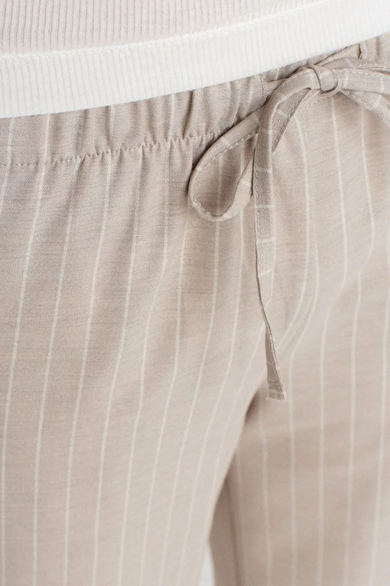 Dilvin Stone Natural DILVIN Striped Wide-leg Woven Trousers for Women | Best Price UAE