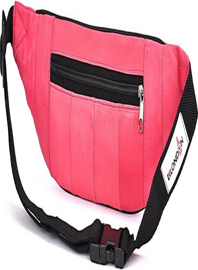 K London Leather Waist Bag | Elegant Style | Travel Pouch | Passport Holder with Adjustable Strap | for Multipurpose Use (HotpInk) - Image 4