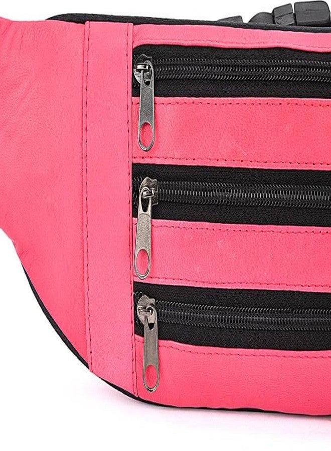 K London Leather Waist Bag | Elegant Style | Travel Pouch | Passport Holder with Adjustable Strap | for Multipurpose Use (HotpInk) - Image 2