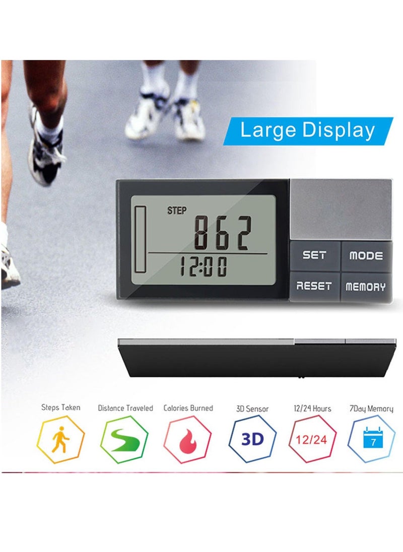Generic - 3D Pedometer for Walking, Simple Step Counter, Large Digital Display Step Tracker with Lanyard, Calorie Counter, 7 Days Memory, Accurately Track Steps for Men, Women, Kids, Seniors - Image 1