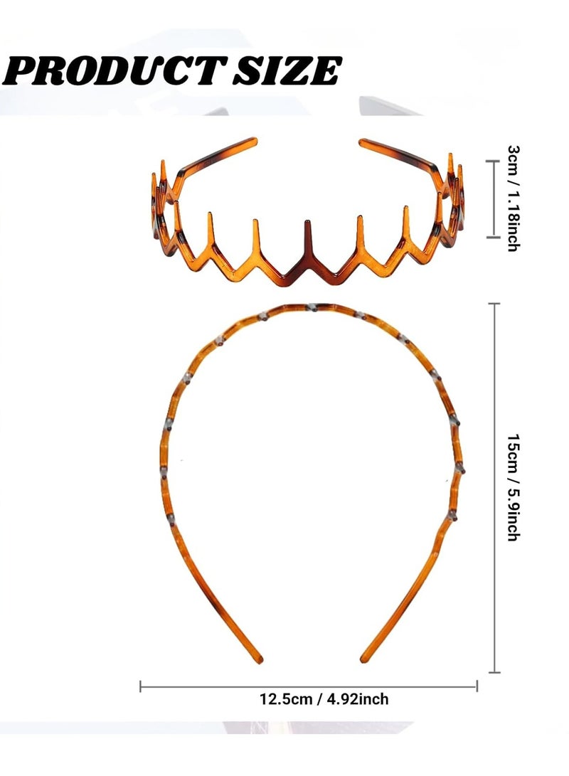 Loquat 2 Pack Double Row Plastic Headbands - Non-Slip with Teeth, Hair Accessories for Women/Girls - Image 3