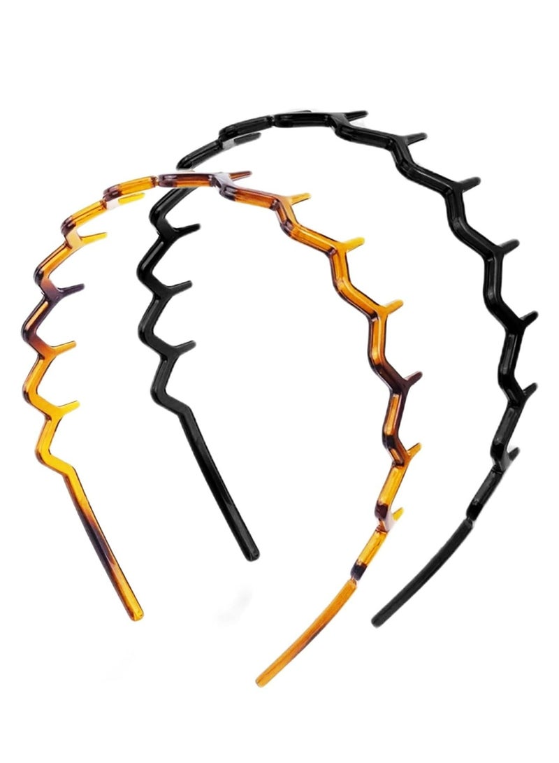 Loquat 2 Pack Double Row Plastic Headbands - Non-Slip with Teeth, Hair Accessories for Women/Girls - Image 1