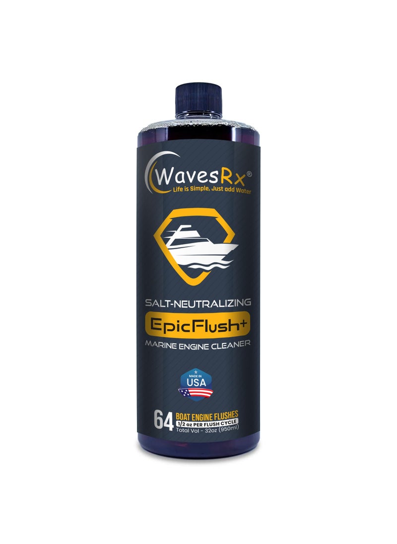 WAVESRX WAVESRX Salt-Neutralizing Boat & Jet Ski Motor Flush + Protectant (EpicFlush+) | Marine Engine Cleaner | Removes Salt for Boats | Protective Coating - Prevents Salt Buildup & Corrosion | Engine Flush  - Image 1