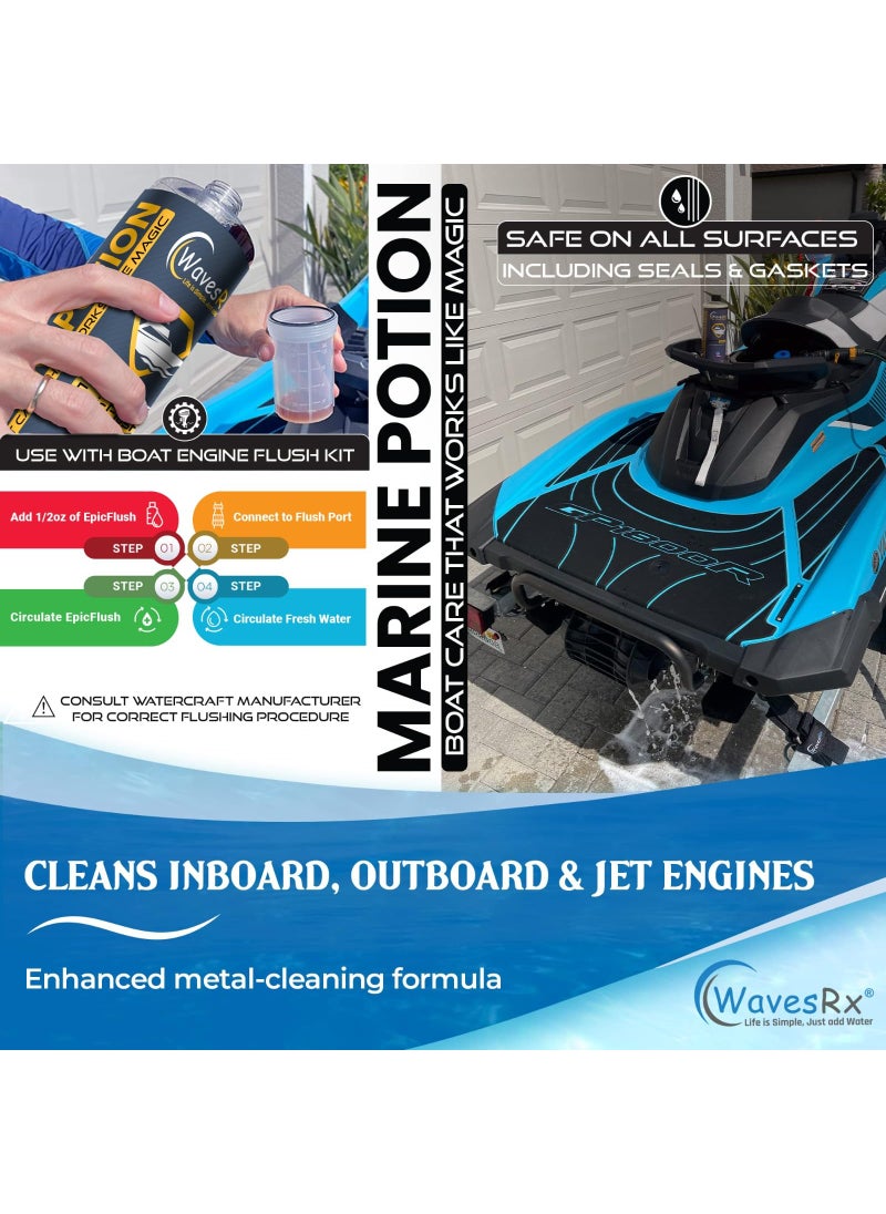WAVESRX WAVESRX Salt-Neutralizing Boat & Jet Ski Motor Flush + Protectant (EpicFlush+) | Marine Engine Cleaner | Removes Salt for Boats | Protective Coating - Prevents Salt Buildup & Corrosion | Engine Flush  - Image 5