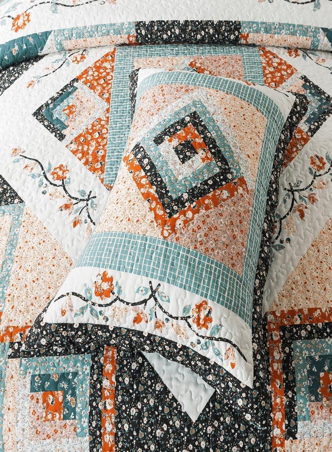 BEDIFANY Cotton King Size Quilt Comforter Set, Lightweight King Quilt Bedding Set (98 x 106 inch) Garden Style Floral Cotton Bedspread Coverlet Set for Bed Decorations - All Seasons, 3 Pieces - Image 4