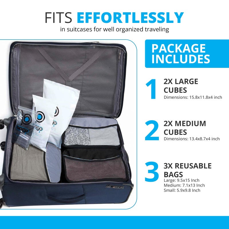 bago 7 Pcs Packing Cubes for Travel - 4 Travel Packing Cubes for Suitcases with 3 ZipLock Bags - Luggage Organizer Bags to Get Maximum Storage, Save Time & Effort to Pack (Gray) - Image 5