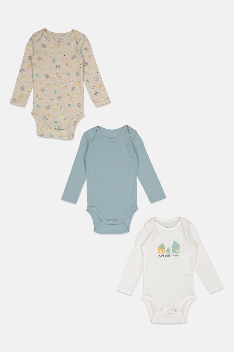 English Laundry Toddlers Boy 3 Piece Long Sleeve Allover Print Bodysuits, Multicolor - Image 2