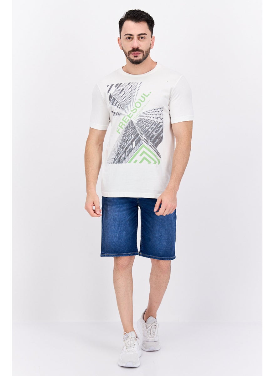 Free Soul - Men Crew Neck Short Sleeve Graphic Print Troon T-Shirt, White - Image 1