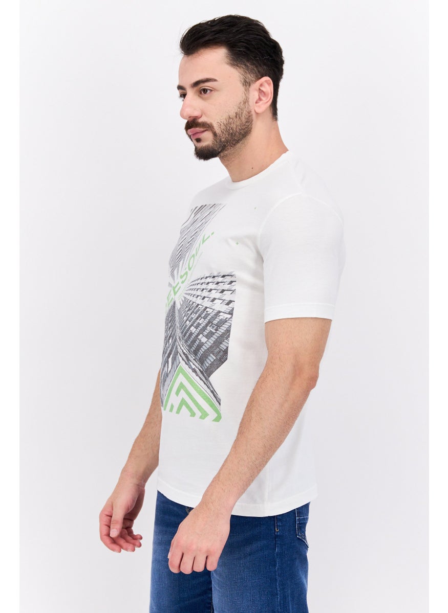 Free Soul - Men Crew Neck Short Sleeve Graphic Print Troon T-Shirt, White - Image 1