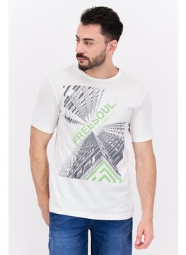 Men Crew Neck Short Sleeve Graphic Print Troon T-Shirt, White