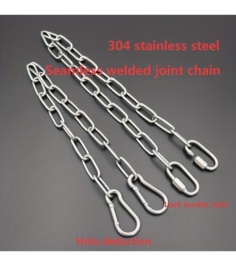 304 Stainless Steel 11.81 Inch Continuous Strip Buckle Welded Chain Corrosion Resistant Rust Proof for Sandbag Load Bearing Swing Hanging - Image 1