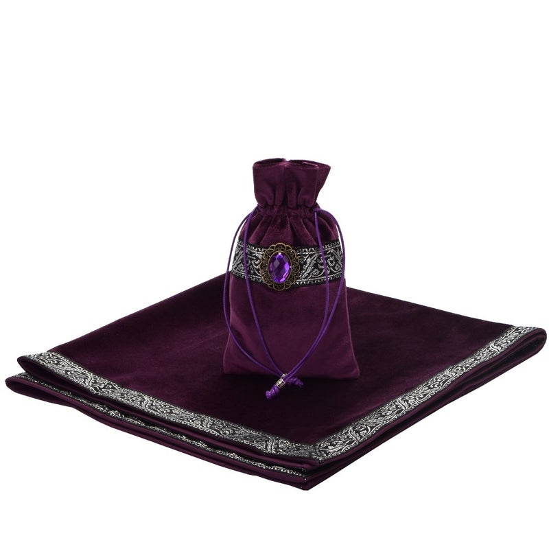 BLESSUME Witch Altar Tarot Table Cloth for Reading Divination Square Cloth Pouch Purple - Image 3