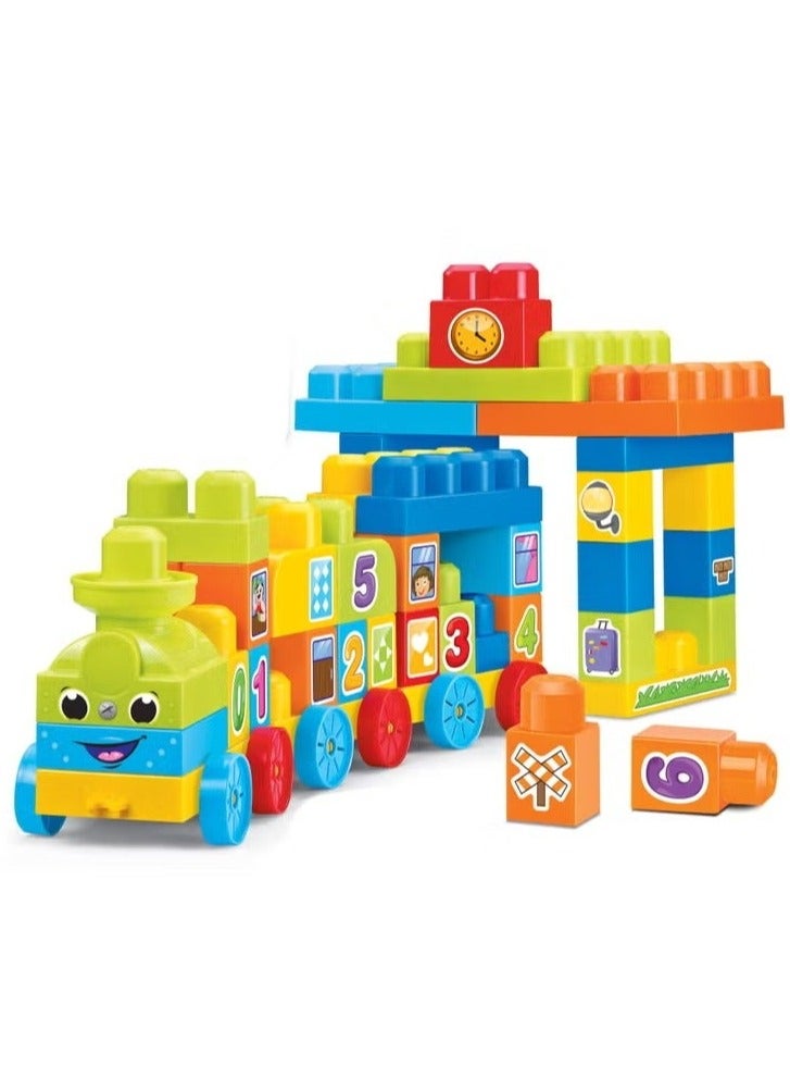 Mega Bloks Building Blocks Set for Kids, Educational Train Building Blocks - Image 1