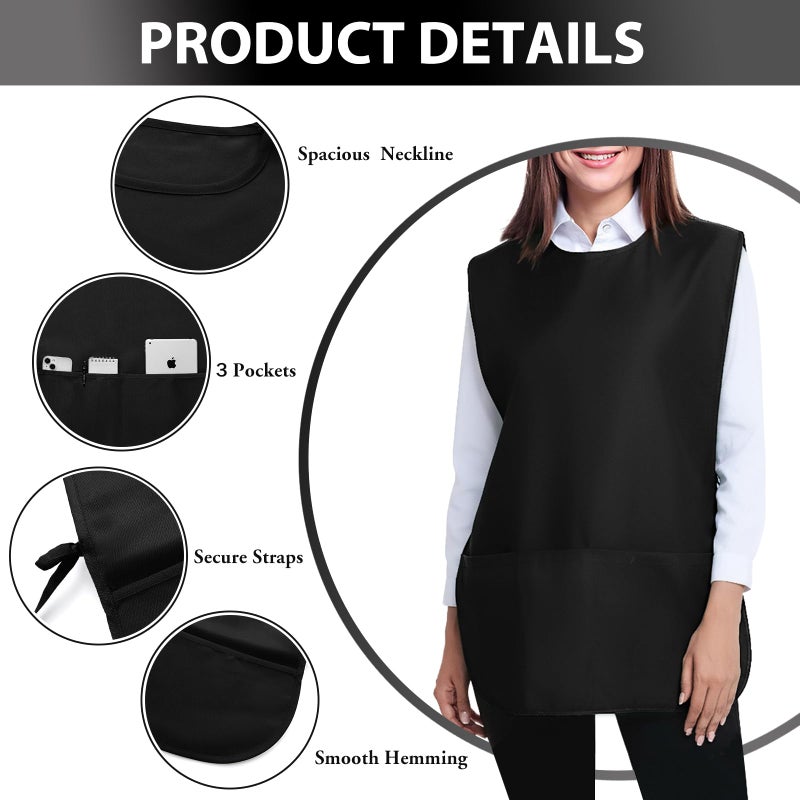 BOHARERS Smock Cobbler Apron for Women men-with Side Ties and 3 Pockets for Chef kitchen,Cleaning,Hairstylist - Image 4