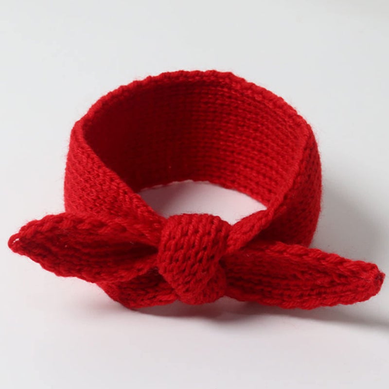 IZUS Turban Headband Baby Girl - Warm Rabbit Knot Hair Band, Knit Head Wrap for Newborn, Toddler and Children (Red + Beige) - Image 4