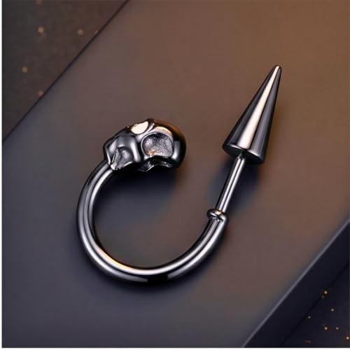 THE MEN THING SKULLSCAPE - BLACK - Pure Titanium Steel Ear Hoop Earrings for Men & Boys - Image 3
