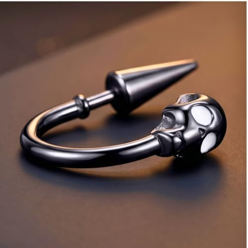 THE MEN THING SKULLSCAPE - BLACK - Pure Titanium Steel Ear Hoop Earrings for Men & Boys - Image 4