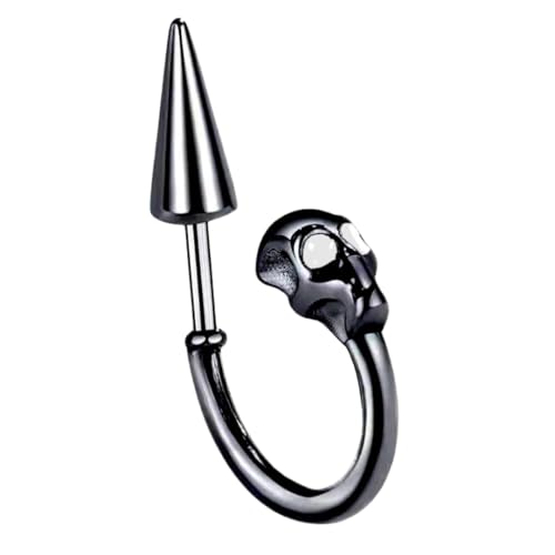 THE MEN THING SKULLSCAPE - BLACK - Pure Titanium Steel Ear Hoop Earrings for Men & Boys - Image 1