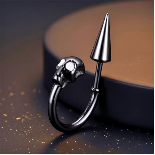 THE MEN THING SKULLSCAPE - BLACK - Pure Titanium Steel Ear Hoop Earrings for Men & Boys - Image 2