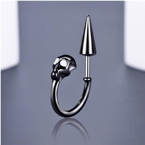 THE MEN THING SKULLSCAPE - BLACK - Pure Titanium Steel Ear Hoop Earrings for Men & Boys - Image 5