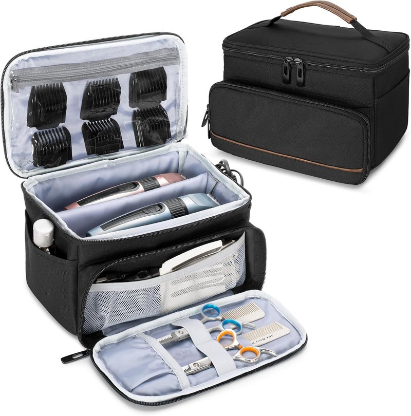 CURMIO Carrying Case for Clippers Men Trimmer Kits Storage Bag Compatible with Andis Hatteker Oster Hair Clipper and Cutting Tools Black