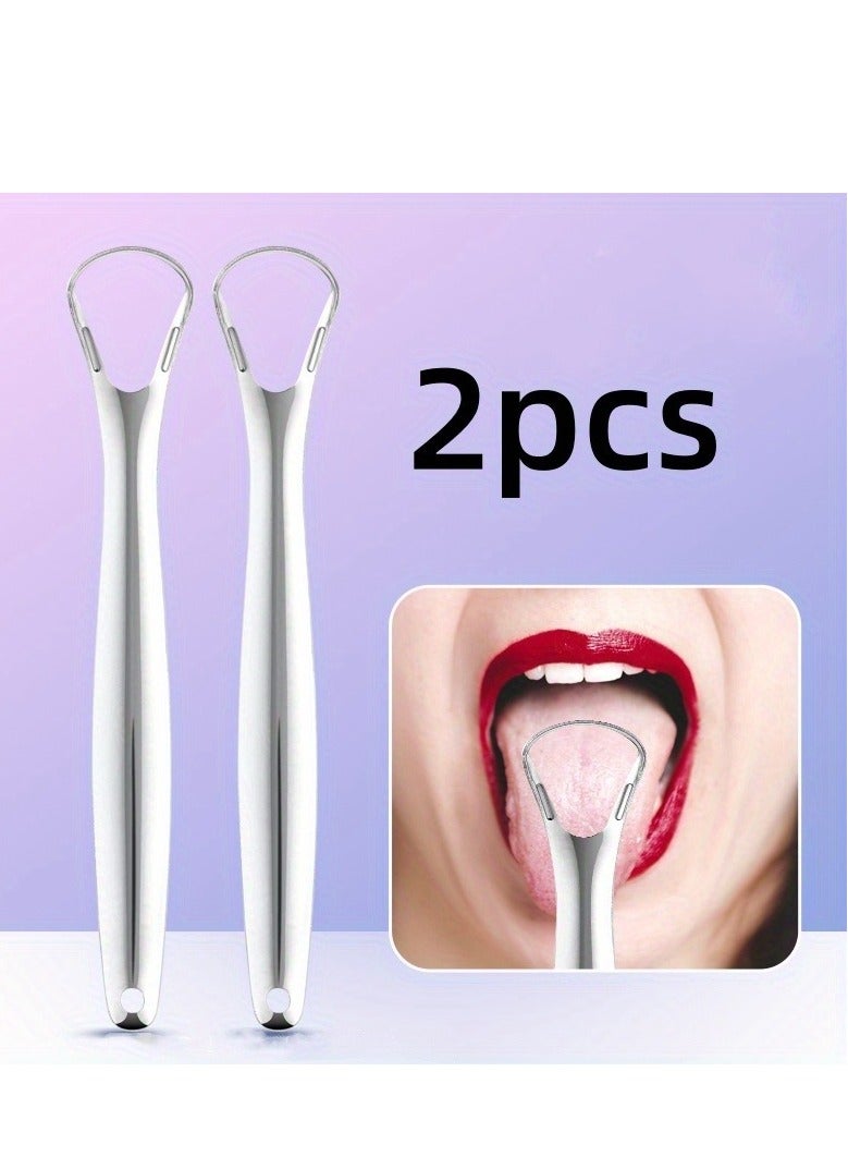 Generic 2-Pack Tongue Scraper, Useful Surgical Stainless Steel Tongue Cleaner for Both Adults and Kids, Professional Reduce Bad Breath Metal Tongue Scrapers, Help Your Oral Hygiene  - Image 1