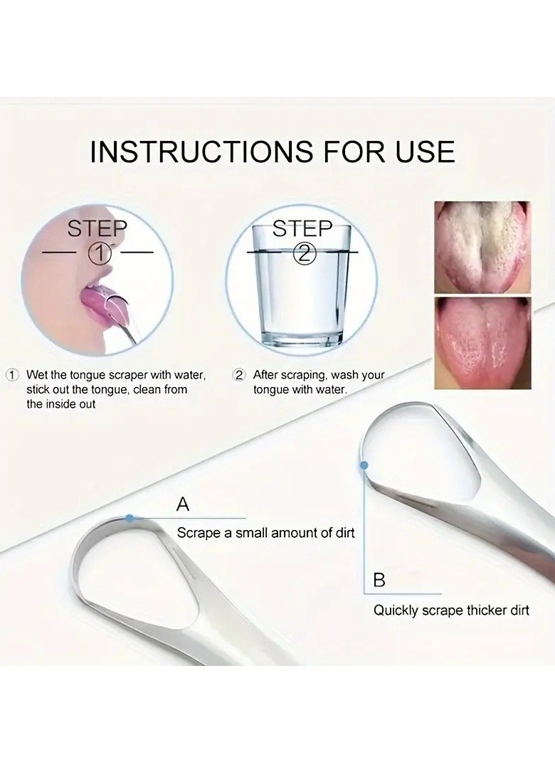 Generic 2-Pack Tongue Scraper, Useful Surgical Stainless Steel Tongue Cleaner for Both Adults and Kids, Professional Reduce Bad Breath Metal Tongue Scrapers, Help Your Oral Hygiene  - Image 2