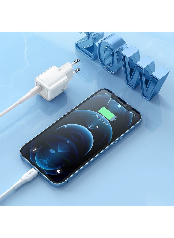 Mcdodo Wall Fast Charger CH-829 20W Type-C Charger - Compact and Stylish Design in White, Supports PD Fast Charging for iPhone, Samsung, Huawei, and iPad, Advanced Protection Against Overheating and Overvoltage, Stable Performance in a Compact Pocket Size, Charging EU, A powerful wall charger with fast charging so you don't have to wait long for your mobile battery to charge  - Image 5