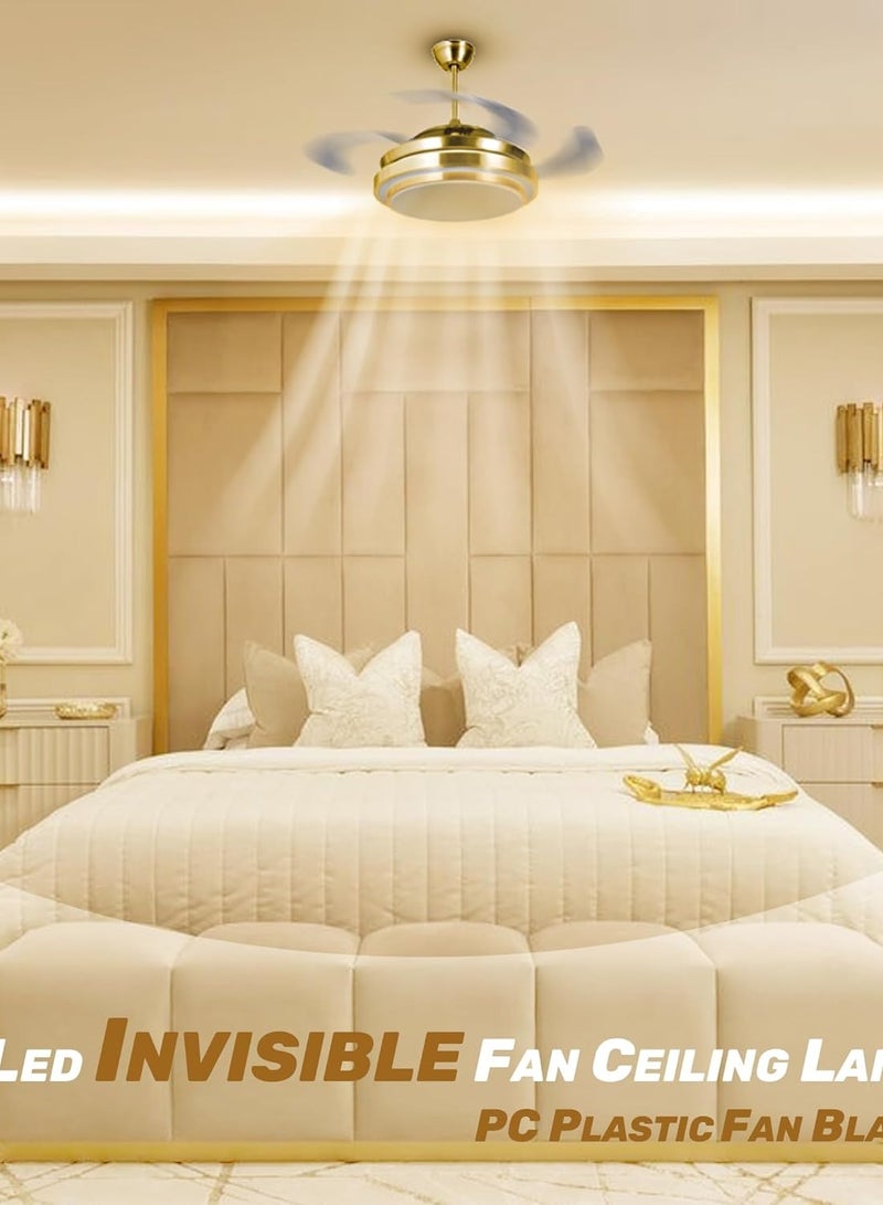 LED Ceiling Light with Fan Adjustable 3 Color with Remote Control Gold Color |LED Fan for Home and Office  - Image 4