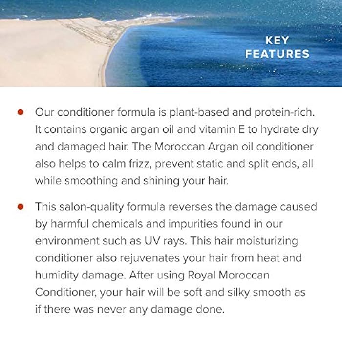 Royal Moroccan Moisturizing Conditioner Hair Products - Moisturizing Conditioner For Dry and Colored Hair 300 ml 10.14 fl.oz, Base of Moroccan Argan oil, For color – Treated Hair, Frizzy Hair. - Image 4