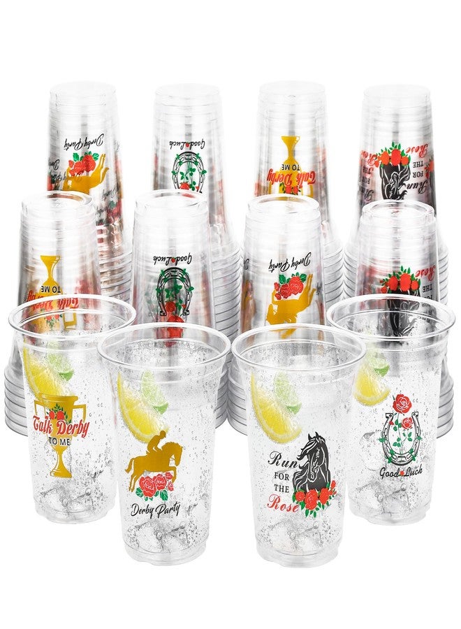 Purhapfre 100Pcs Kentucky Plastic Cups Bulk 12 oz Derby Clear Cups Disposable Horse Cups Derby Day Plastic Tumblers Clear Cups for Kentucky Day Party Decor Supplies - Image 1
