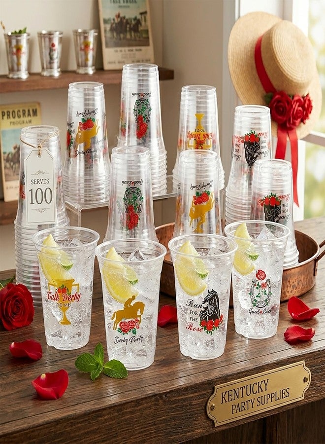 Purhapfre 100Pcs Kentucky Plastic Cups Bulk 12 oz Derby Clear Cups Disposable Horse Cups Derby Day Plastic Tumblers Clear Cups for Kentucky Day Party Decor Supplies - Image 5