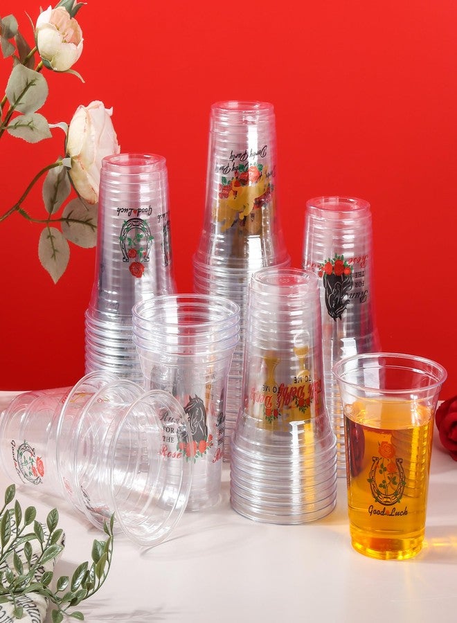 Purhapfre 100Pcs Kentucky Plastic Cups Bulk 12 oz Derby Clear Cups Disposable Horse Cups Derby Day Plastic Tumblers Clear Cups for Kentucky Day Party Decor Supplies - Image 3