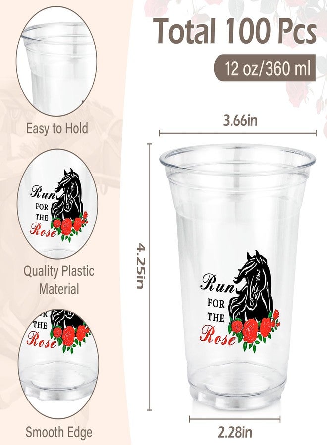Purhapfre 100Pcs Kentucky Plastic Cups Bulk 12 oz Derby Clear Cups Disposable Horse Cups Derby Day Plastic Tumblers Clear Cups for Kentucky Day Party Decor Supplies - Image 2