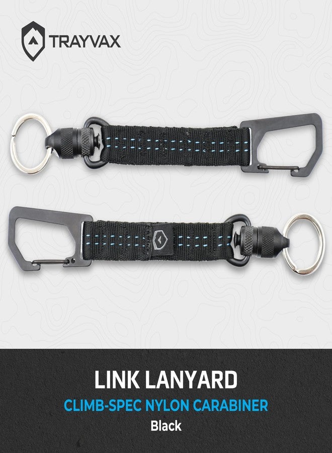 Trayvax Link Lanyard, Climb-Spec Black, Nylon and Stainless Steel, for Key Holder, Card Holder, Any Occasion - Image 2