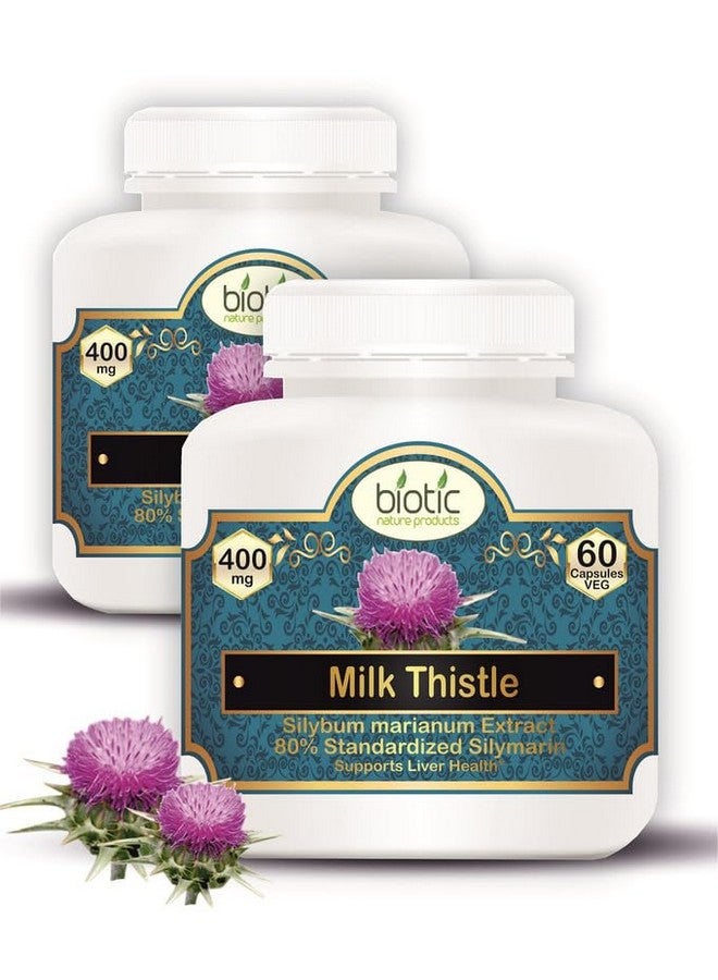 Biotic Natural Milk Thistle Capsules for Liver - Milk Thistle Extract 400mg - 120 Veg Capsules